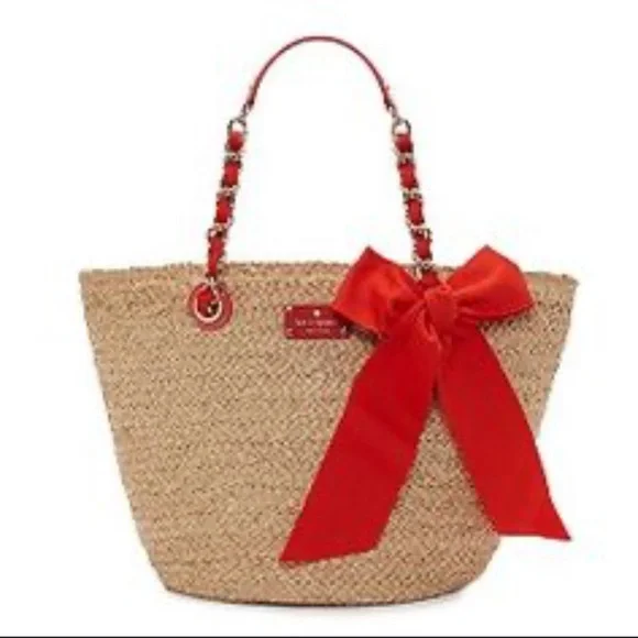 Kate Spade Point Breeze Coal Straw Tote Bag - Picture 1 of 6